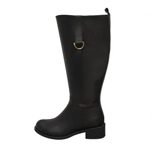 بوت ساق بلند زنانه مدل پاشنه دارچرمی