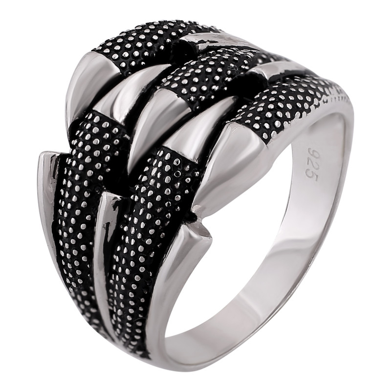 انگشتر نقره مردانه مدل پنجه عقاب کد R3208