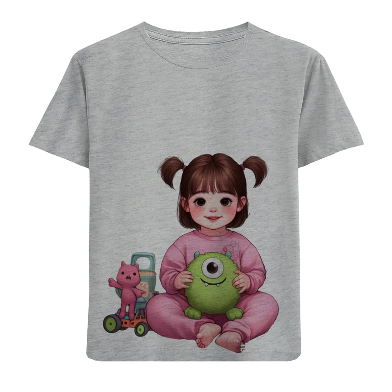 تی شرت آستین کوتاه دخترانه مدل دخترک و عروسک F834