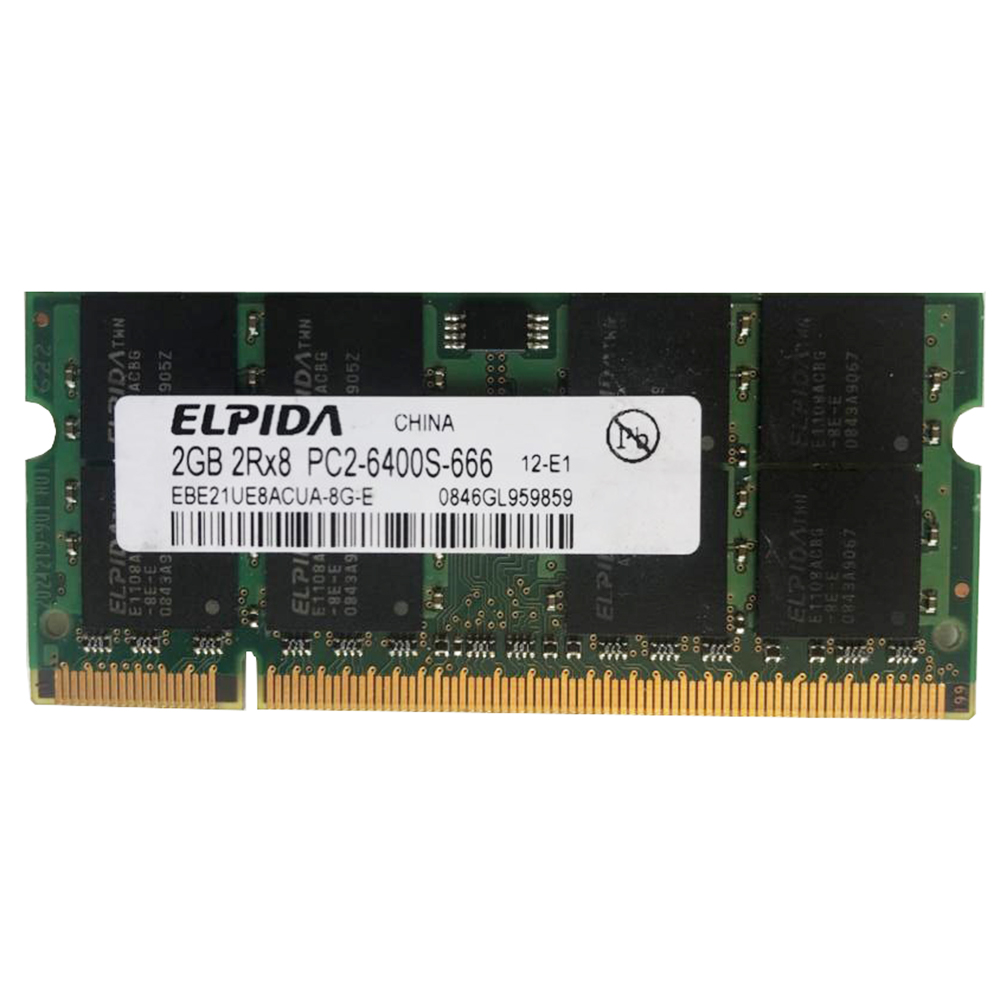 رم لپ تاپ DDR2 تک کاناله 800 مگاهرتز CL6 الپیدا مدل EBE21UE8ACUA-8G-E ظرفیت 2 گیگابایت