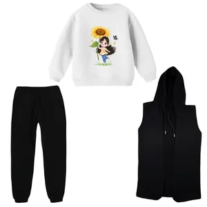 ست 3 تکه لباس راحتی بچگانه مدل آفتابگردون