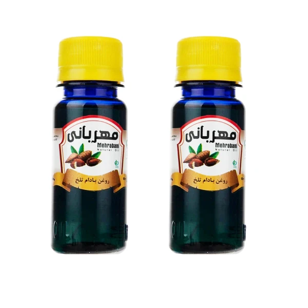 روغن بدن مهربانی مدل بادام تلخ کد RBM-BT-2 مناسب انواع پوست حجم 60 میلی لیتر بسته 2 عددی