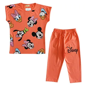 ست تی شرت و شلوارک دخترانه مدل میکی ماوس رنگ نارنجی