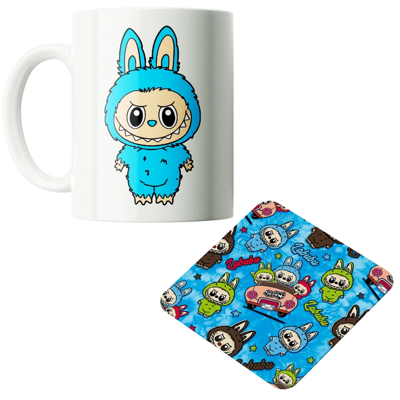 ماگ پاد آفرین مدل عروسک لبوبو کد PZ447 به همراه زیرلیوانی