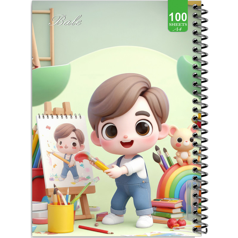 دفتر نقاشی 100 برگ بله مدل رحلی طرح فانتزی اتاق کودک کد A4-N403