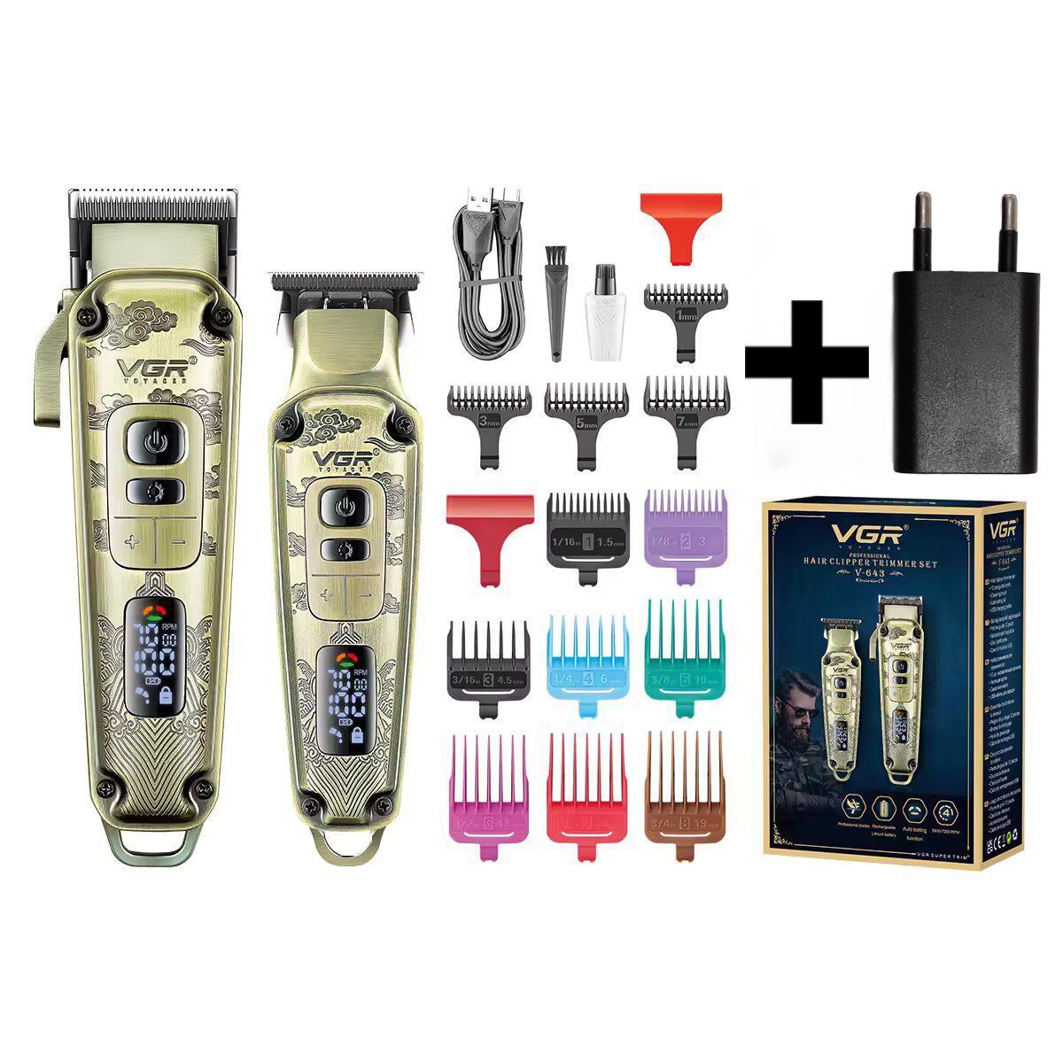 ماشین اصلاح موی سر و صورت وی جی ار مدل V-643+5Vadapter مجموعه دو عددی -  - 5