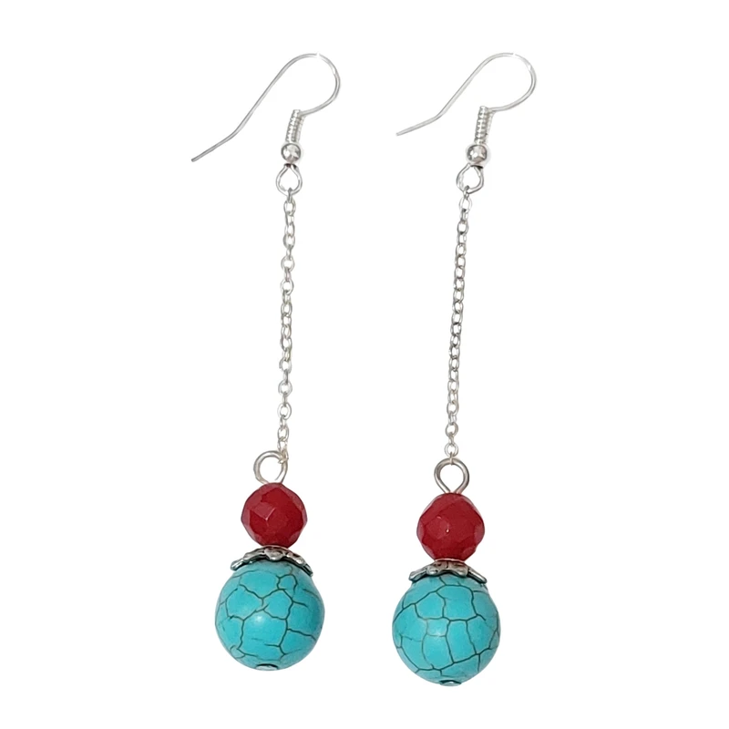 گوشواره آویز زنانه مدل فیروزه و جید