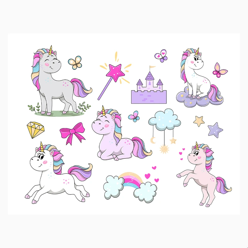 پوستر مدل کاغذ دیواری طرح یونیکورن مدل کودکانه کد AR304025
