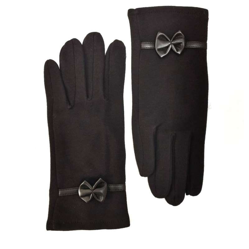 دستکش زنانه مدل پاپیونی بنددار رنگ مشکی