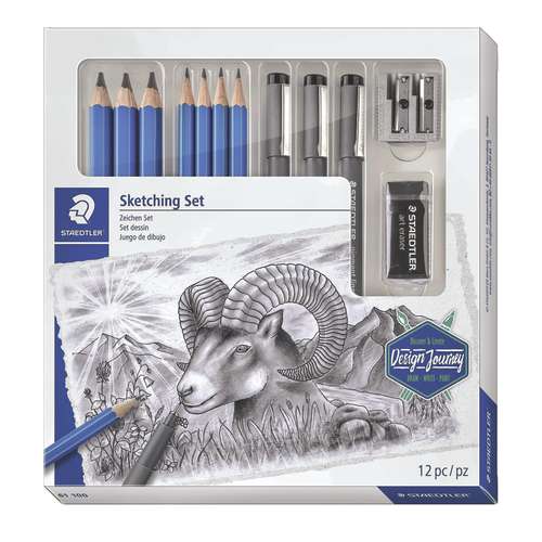 مداد طراحی استدلر مدل sketching کد 168508 به همراه پاک کن و تراش مجموعه 12 عددی