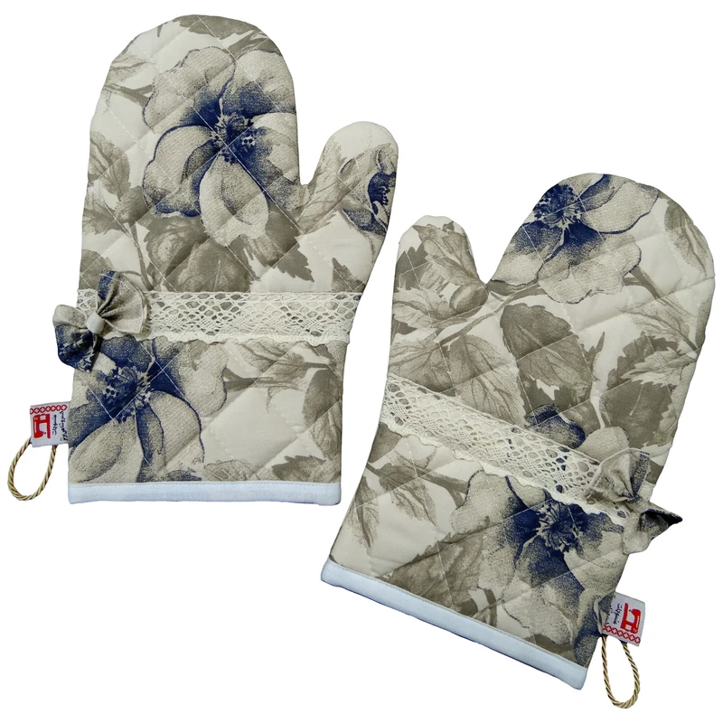 دستکش فر منسوجات خسروشاهی برتر مدل کلاسیک طرح نسترن بسته 2 عددی کد DASK32