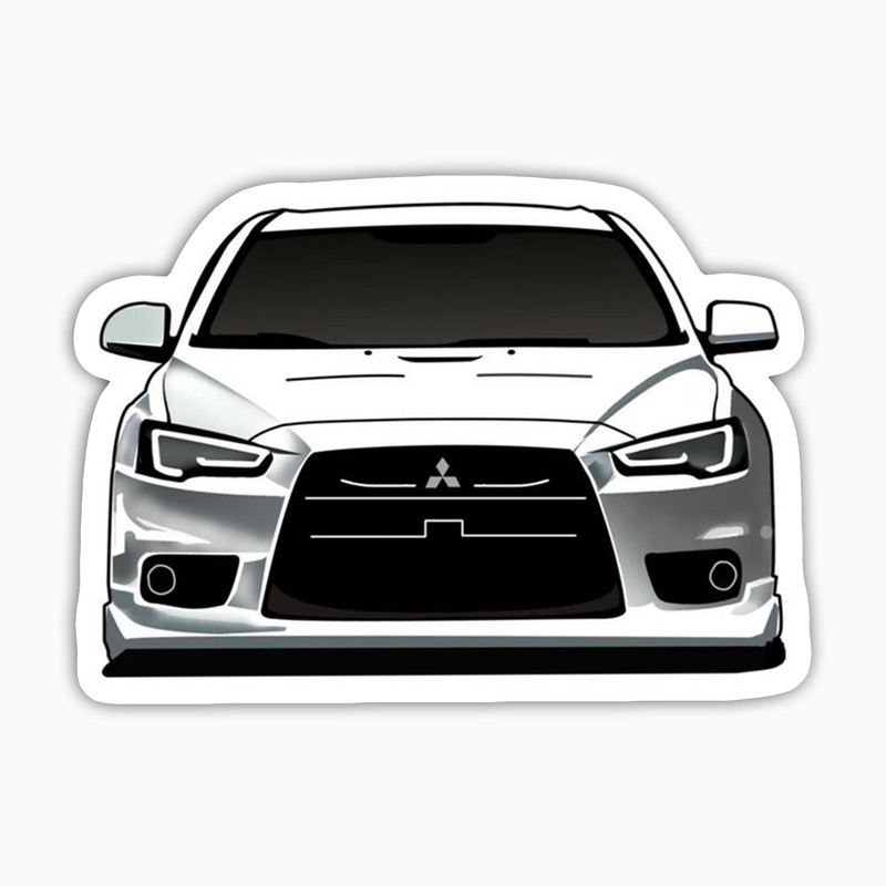 استیکر لپ تاپ طرح ماشین مدل Mitsubishi سفید صدفی کد KT89