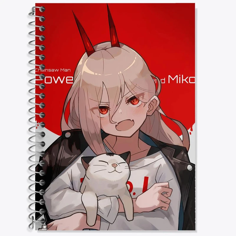 دفتر لغت 50 برگ خندالو مدل پاور انیمه مرد اره ای Chainsaw Man کد 23181