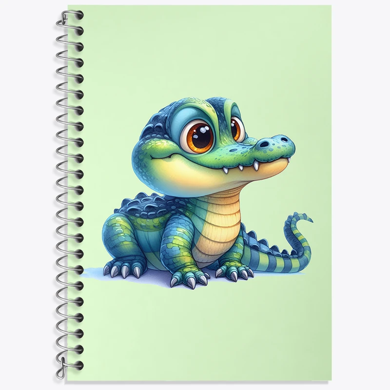 دفتر زبان 50 برگ خندالو مدل دو خط طرح تمساح بامزه کد N5552