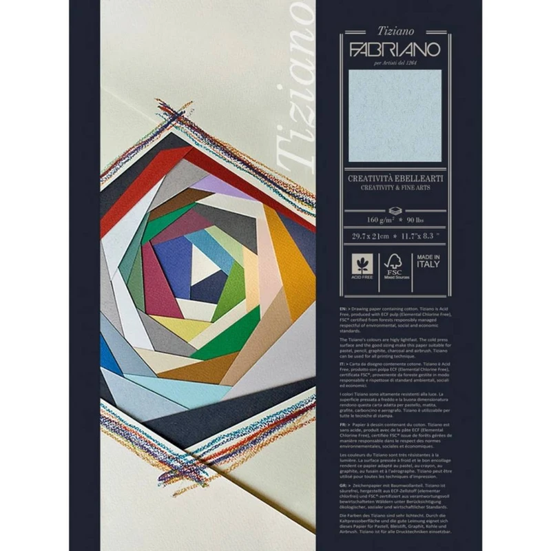 مقوا پاستل فابریانو مدل Tiziano 160gsm کد 15 سایز 33 × 25 سانتی متر بسته 16 عددی