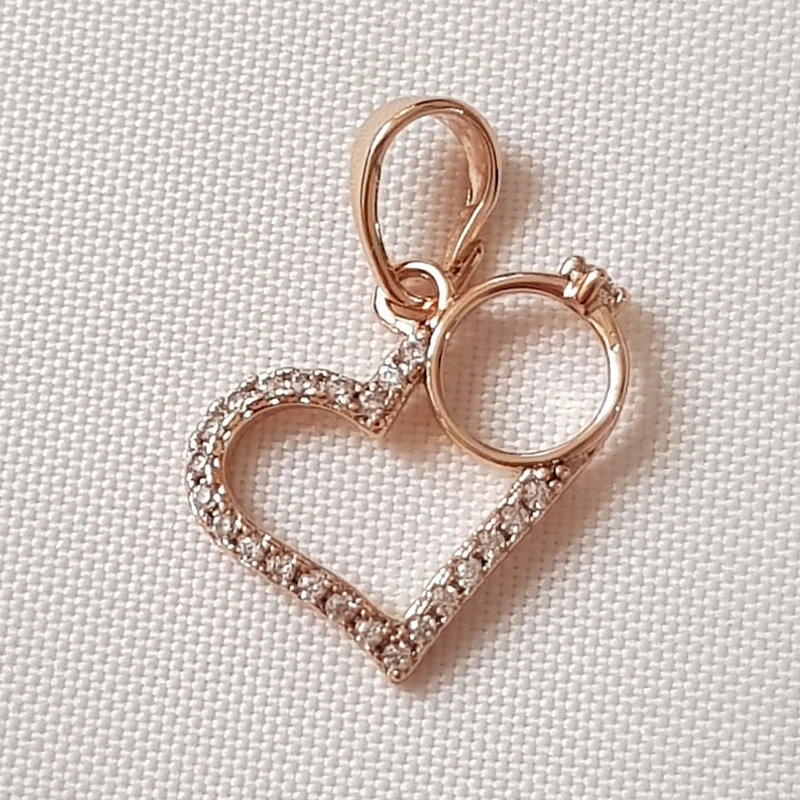 آویز گردنبند زنانه ژوپینگ مدل قلب و حلقه نگینی 140