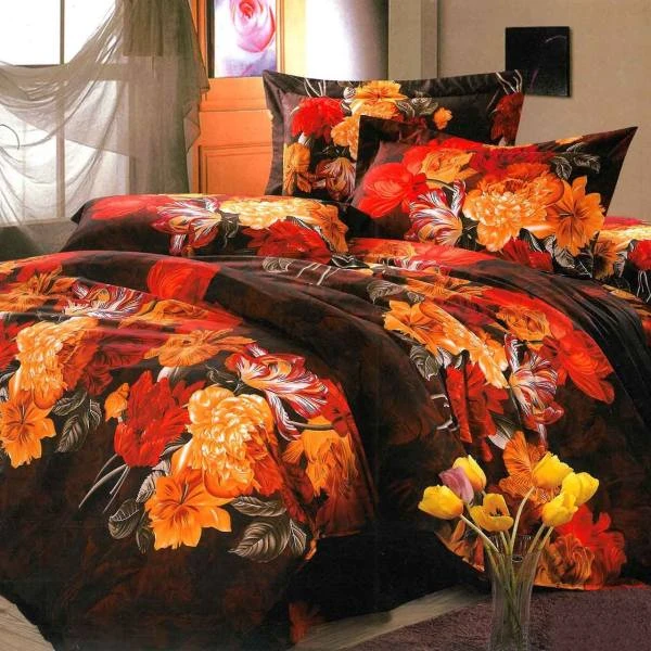 سرویس ملحفه طرح گل کد 002 دو نفره 3 تکه