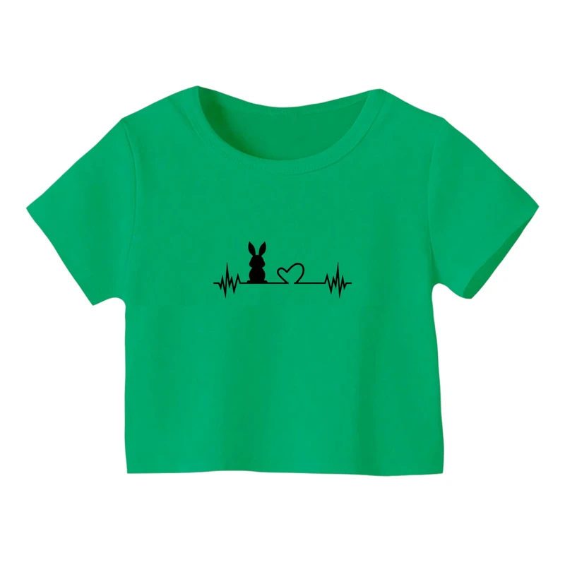 کراپ‌ تی‌شرت آستین کوتاه زنانه مدل خرگوش کد ۱