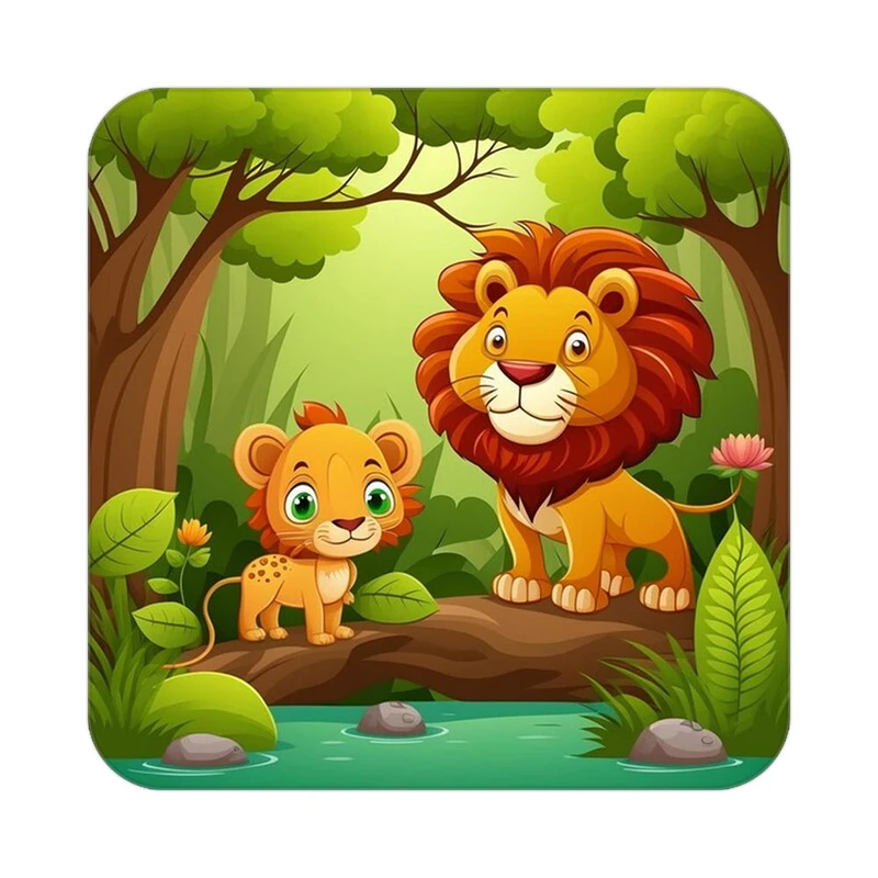 زیر لیوانی کاکتی طرح شیر مدل mp23130