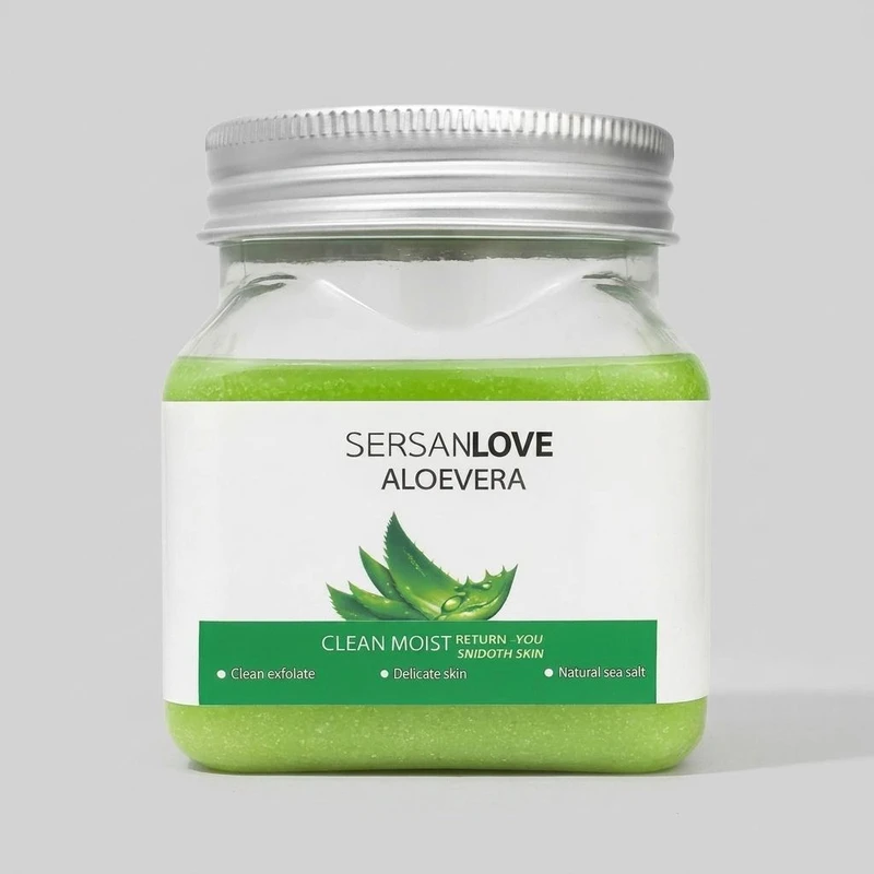 اسکراب بدن و صورت سرسان لاو مدل aloevera مناسب برای انواع پوست حجم 448 میلی لیتر