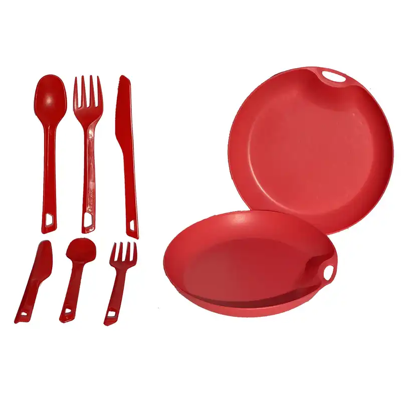 قاشق و چنگال و بشقاب سفری مدل Life Camp M3 مجموعه 8 عددی