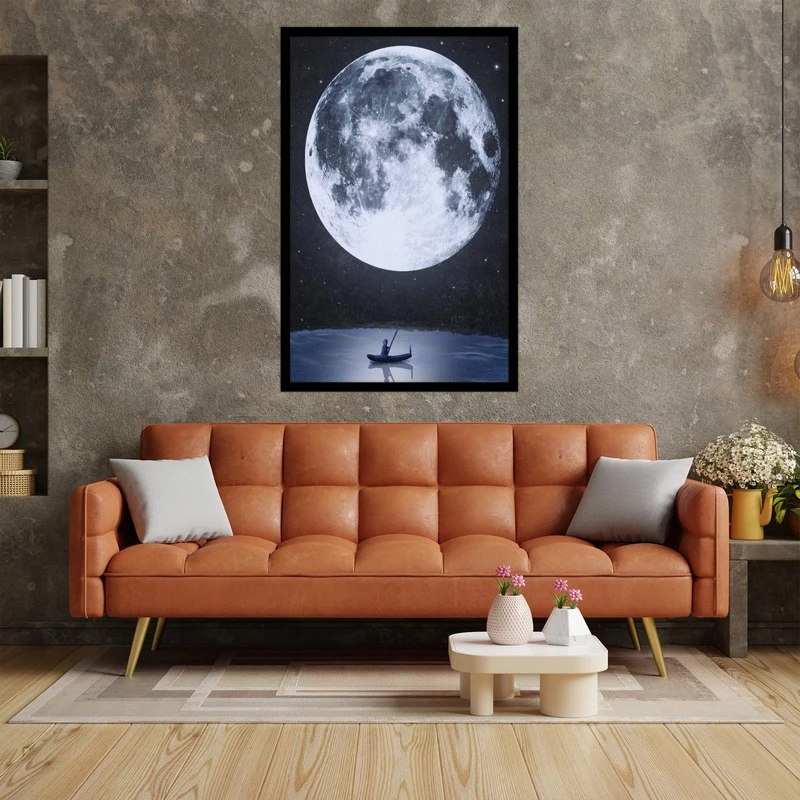تابلو بکلیت طرح فانتزی و مدرن ماه قایق و ماه شب مدل B-bu5240
