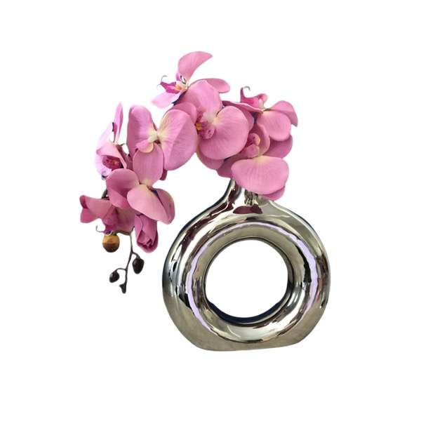 گلدان به همراه گل مصنوعی مدل حلقه ای
