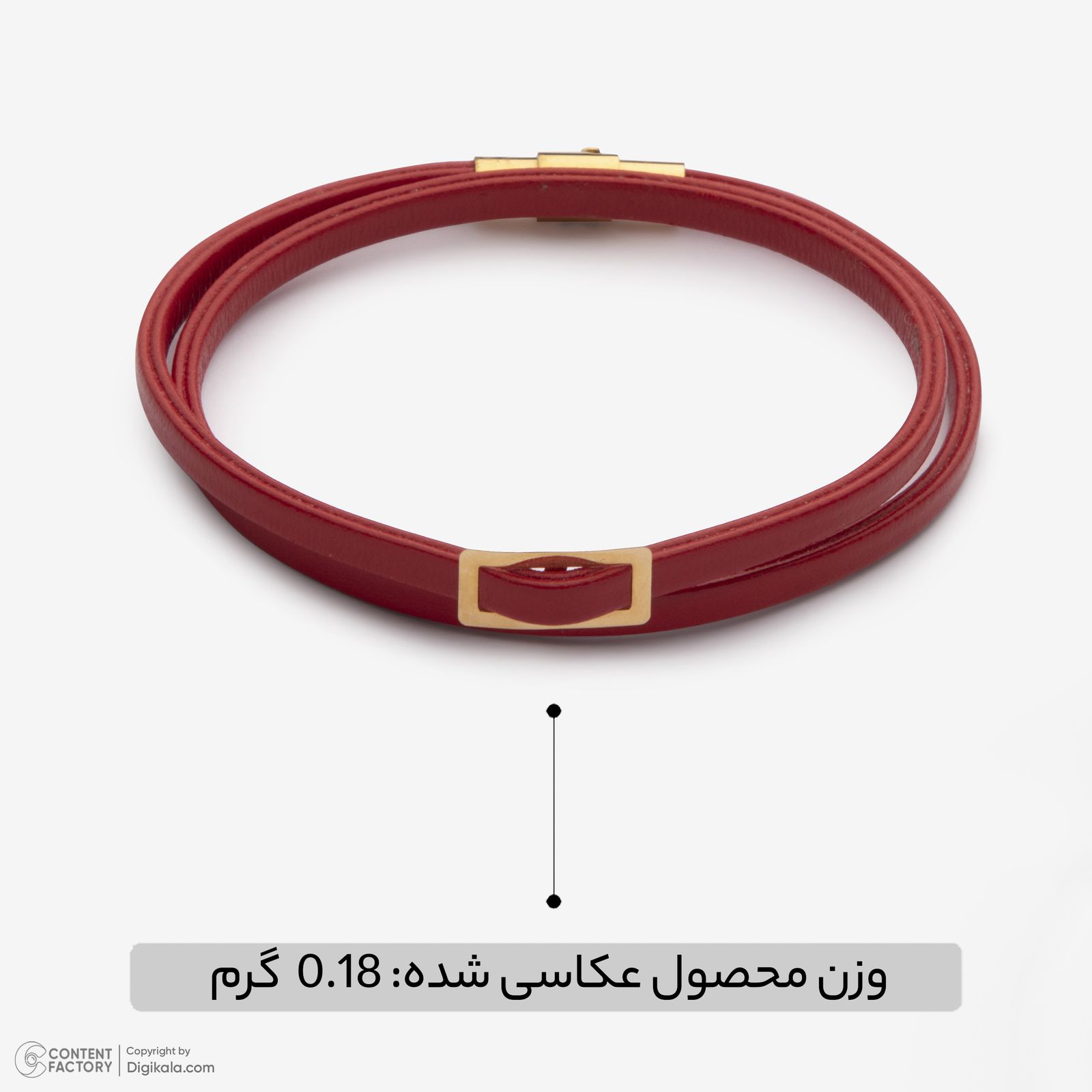 دستبند طلا 18 عیار زنانه با بند چرمی وی گالری مدل مستطیل کد LBB5612 -  - 4