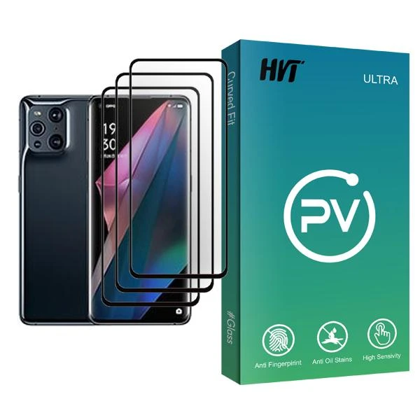 محافظ صفحه نمایش اچ وی تی مدل PV Glass MIX003 مناسب برای گوشی موبایل اوپو Find X3 Pro بسته سه عددی