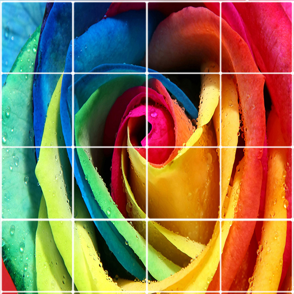  تایل سقفی طرح گل رنگارنگ کد ST 4001-16 سایز 60x60 سانتی متر مجموعه 16عددی