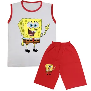 ست تاپ و شلوارک بچگانه مدل باب اسفنجی کد D05