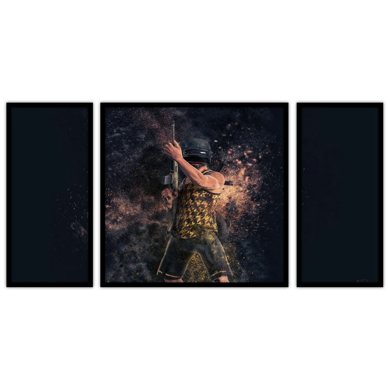 تابلو بکلیت طرح گیمینگ و گیم نت پابجی مدل B-bu3622 مجموعه 3 عددی