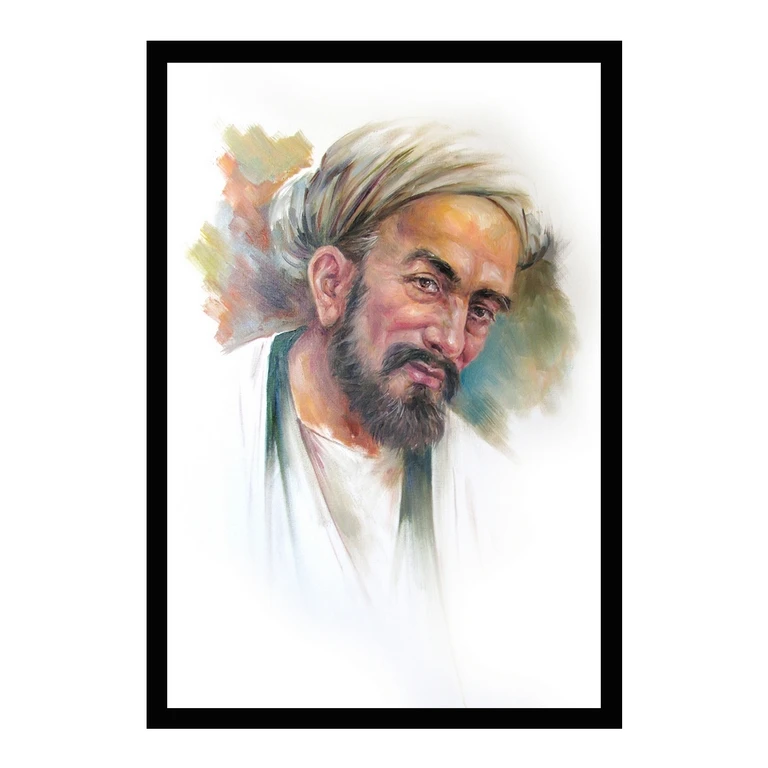 تابلو بکلیت طرح نقاشی رنگ روغن شاعر سعدی شیرازی مدل B-S10653 فریم مشکی