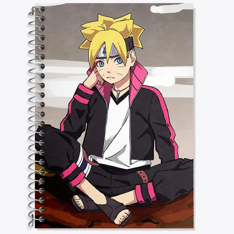 دفتر زبان 50 برگ خندالو مدل دو خط طرح بوروتو اوزوماکی انیمه بوروتو Boruto کد 15716