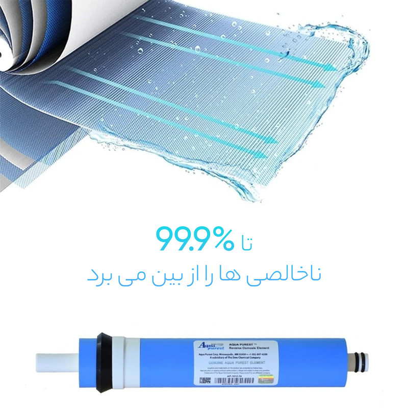 فیلتر ممبران دستگاه تصفیه آب آکوا پیورست مدل AP-75G به همراه محدود کننده فاضلاب مدل FLOW 300