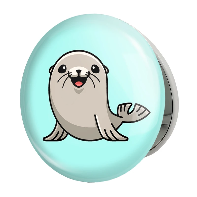 آینه جیبی خندالو طرح حیوانات آبزی شیر دریایی مدل تاشو کد 28157 