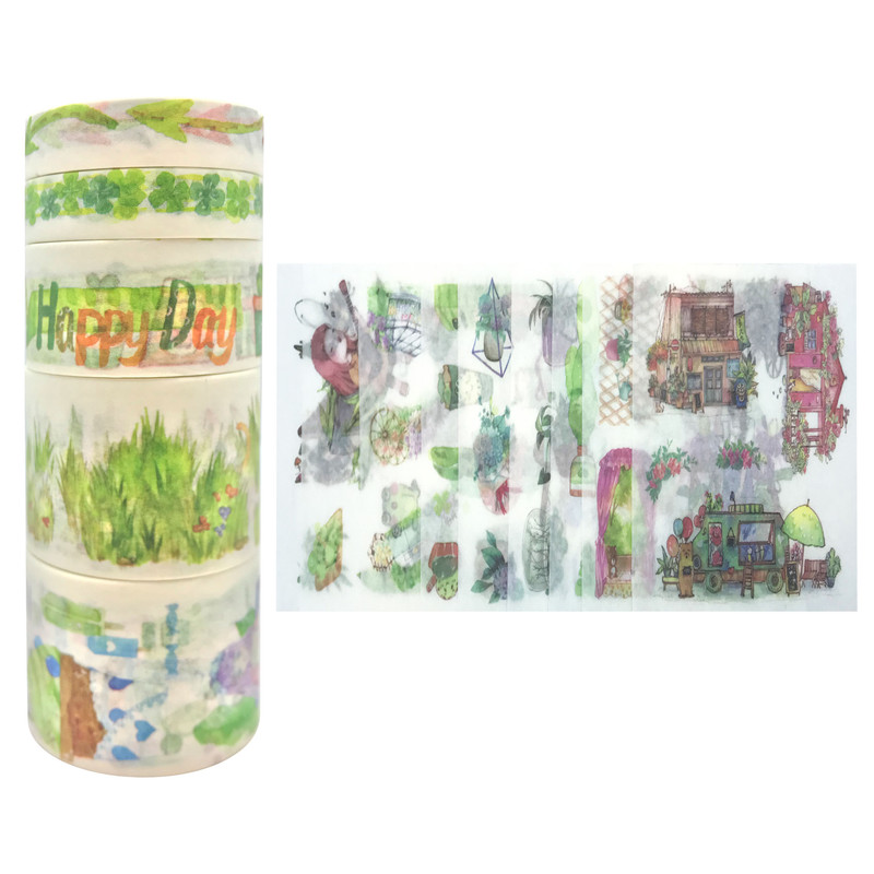 چسب کاغذی مدل واشی طرح Forest Melody عرض 3 سانتی متر بسته 14 عددی