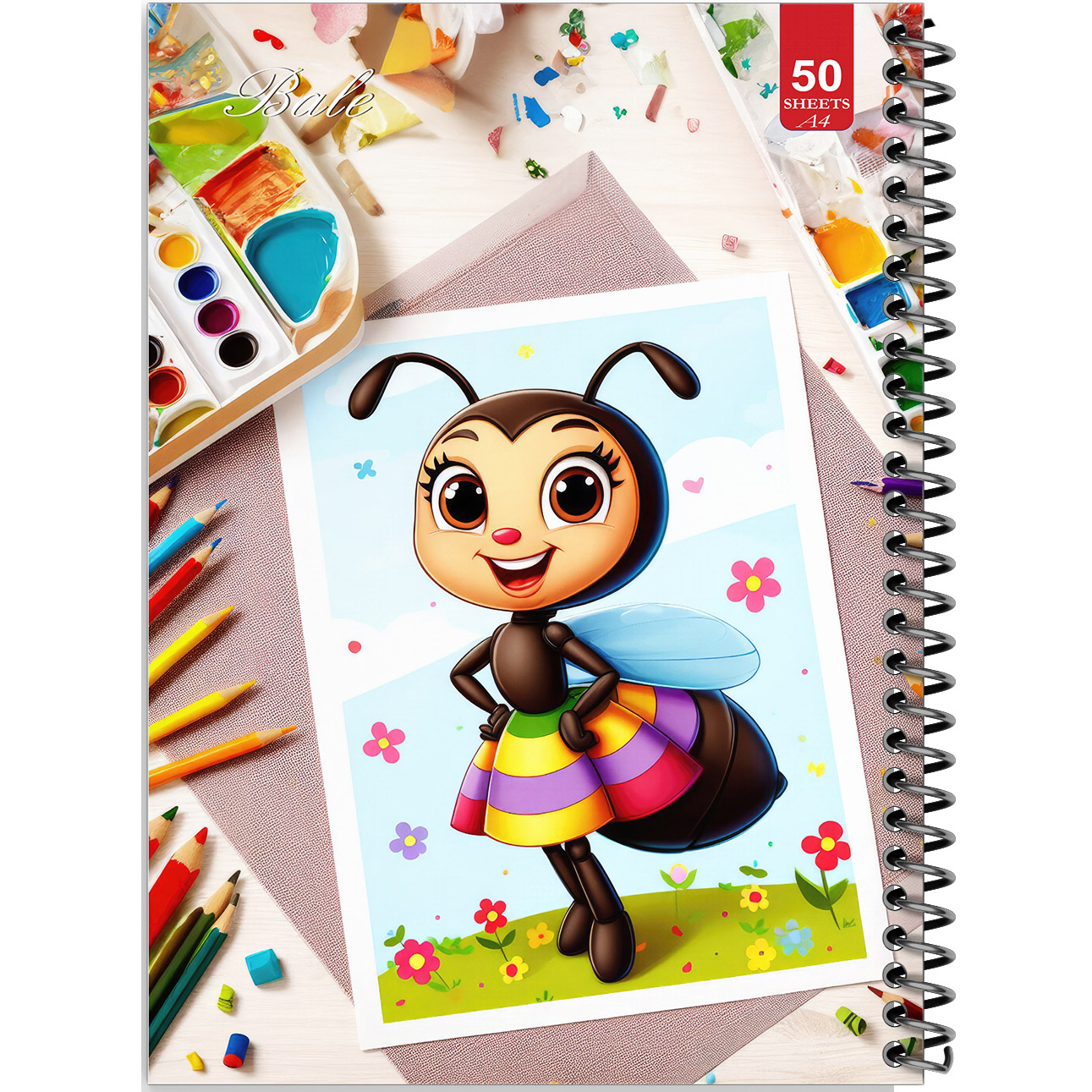 دفتر نقاشی 50 برگ انتشارات بله طرح زنبور در حال طراحی کد A4-L225