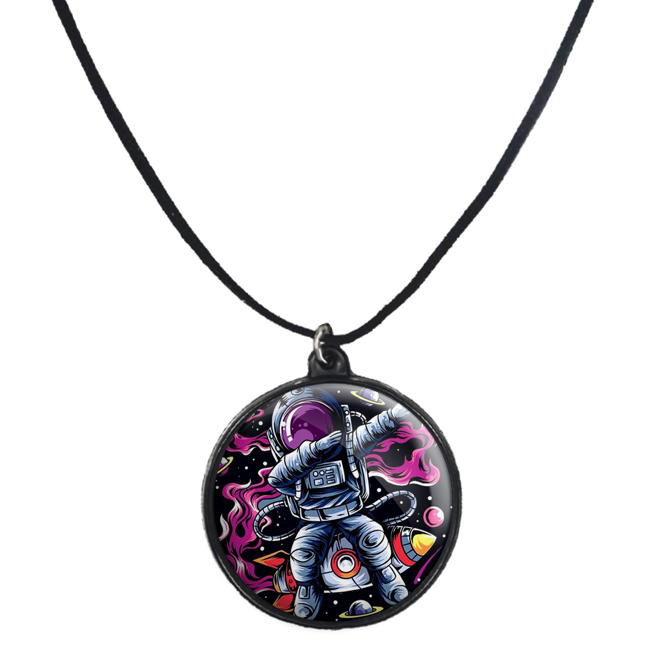 گردنبند پرمانه طرح فضانورد کد pmb.10422 مدل دو طرفه