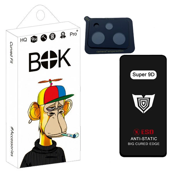 محافظ صفحه نمایش بوک مدل Super 9D Touch مناسب برای گوشی موبایل شیائومی poco X5 Pro به همراه محافظ لنز دوربین 03D