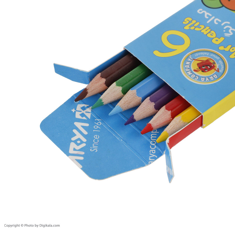 مداد رنگی 6 رنگ آریا مدل 3071