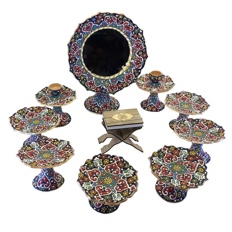مجموعه ظروف هفت سین 11 پارچه مدل میناکاری مدل HSSM01
