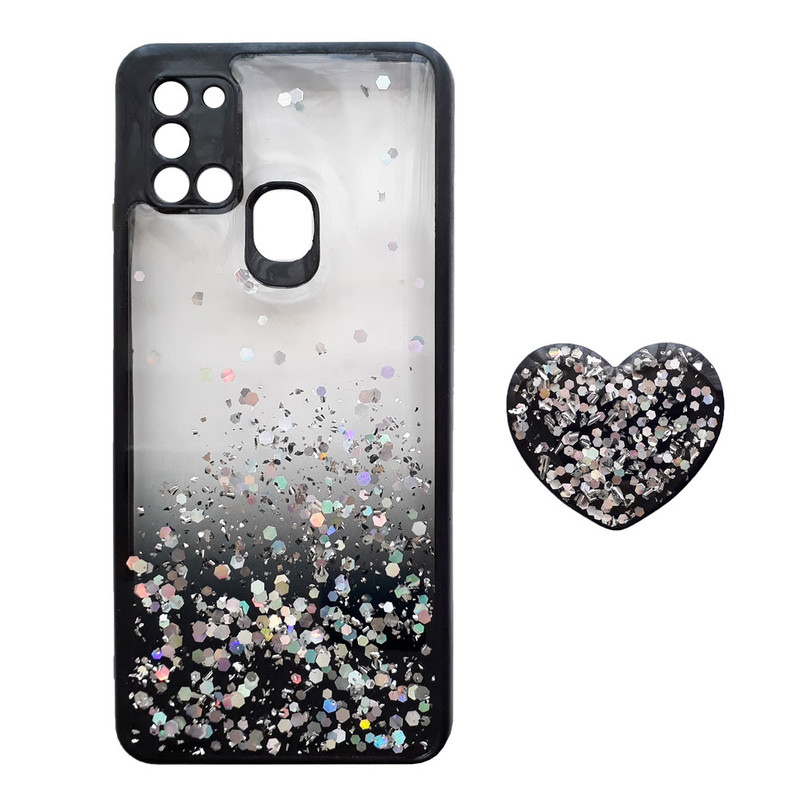 کاور مدل دایاموند کد S4251 مناسب برای گوشی موبایل سامسونگ Galaxy A21s به همراه پایه نگهدارنده
