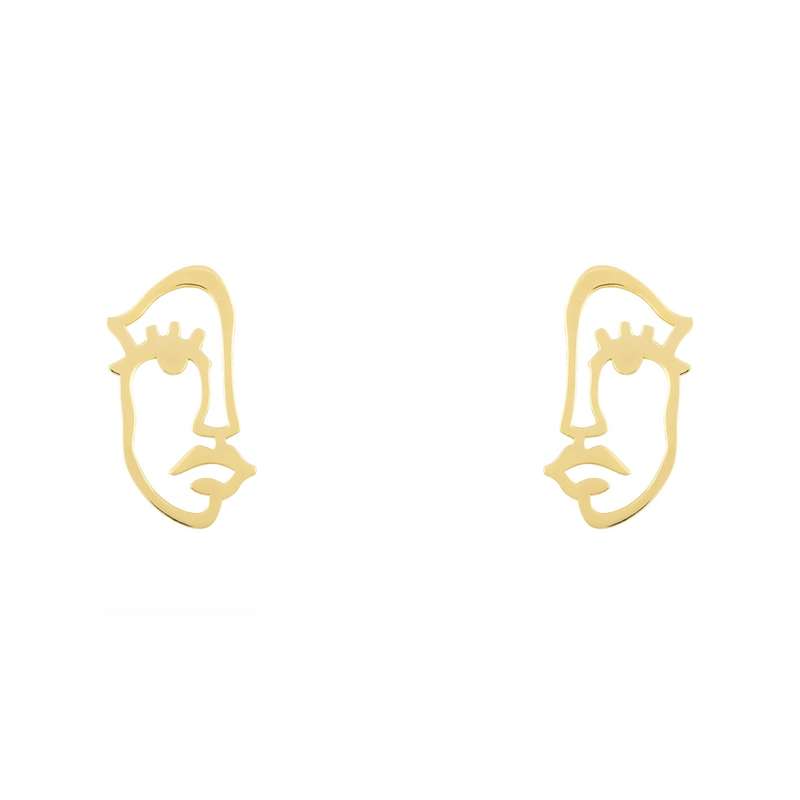 گوشواره طلا 18 عیار زنانه طلا و جواهر درریس مدل سه رخ