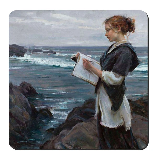  زیر لیوانی طرح دختر و دفتر نقاشی کد nzl750