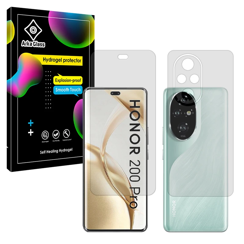 محافظ صفحه نمایش شفاف آرکا گلس مدل Tough مناسب برای گوشی موبایل آنر 200 Pro به همراه محافظ پشت گوشی
