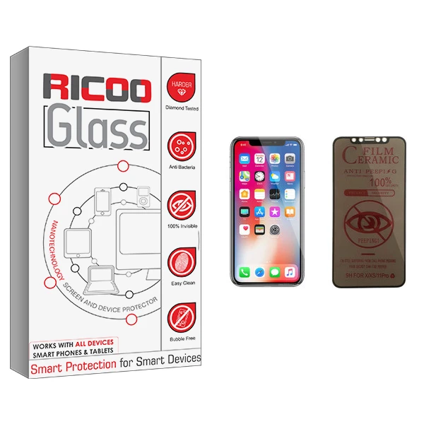 محافظ صفحه نمایش حریم شخصی ریکوو مدل +HD مناسب برای گوشی موبایل اپل iPhone X