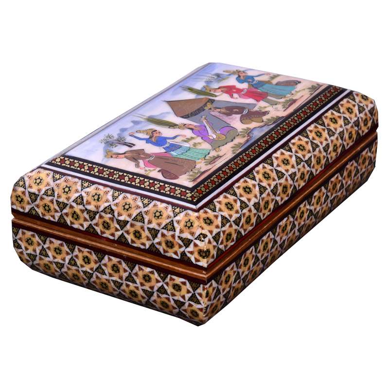 جعبه جواهرات خاتم کاری طرح مهرگان کد 16