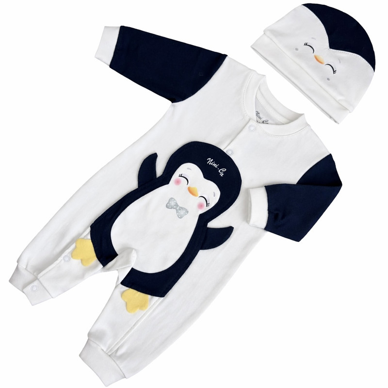 سرهمی نوزادی نینی‌کو طرح penguin به همراه کلاه