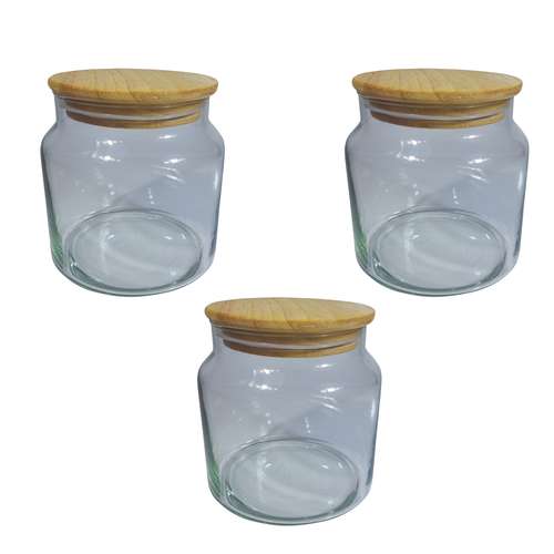 بانکه مدل حبوبات درب چوبی کد 307 مجموعه 3 عددی